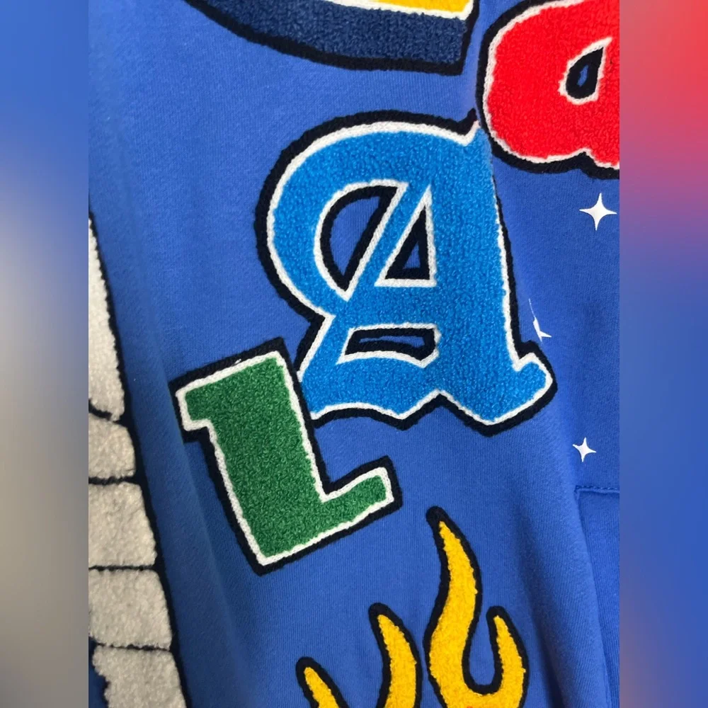 Lifted Anchors Burning Bridges Men Hoodie Sweater Large Blue Flames 100% Cotton